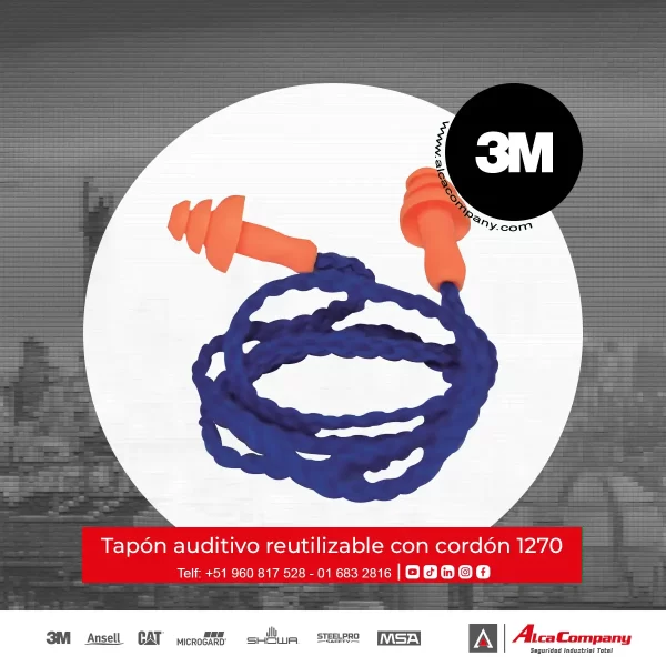 Tapòn auditivo reutilizable con cordón 1270 Tapòn auditivo reutilizable con cordón 1270