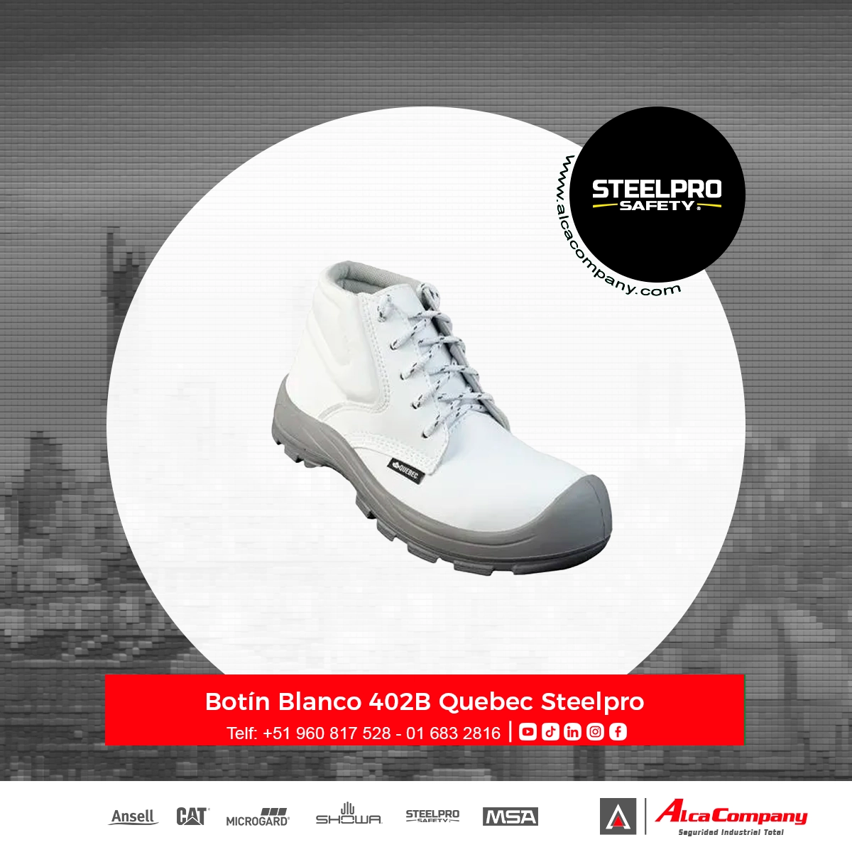 Botín Blanco 402B Quebec Steelpro