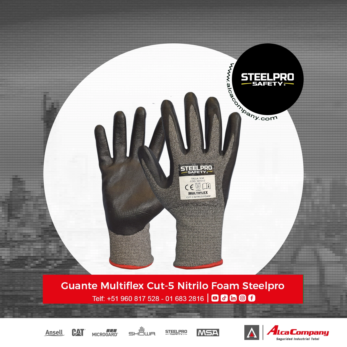 Guante Multiflex Cut-5 Nitrilo Foam Steelpro