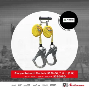 Bloque Retractil Doble N-9158-06 / 1.8 m (6 ft) Kevlar Rigid