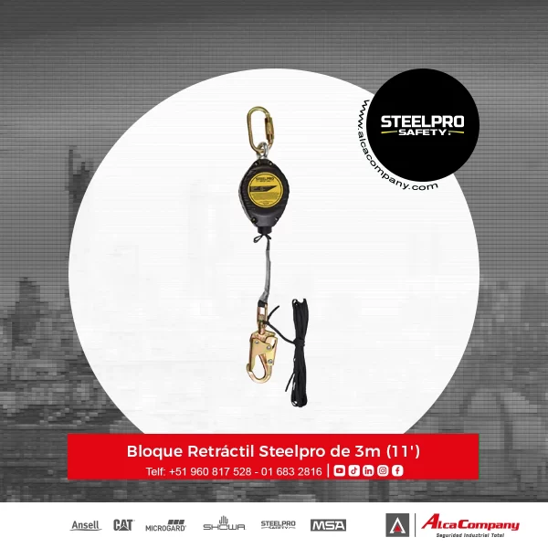 Bloque Retráctil Steelpro de 3m (11') Bloque Retráctil Steelpro de 3m (11')