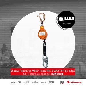 Bloque Retráctil Miller Titan TFL-3-Z7/11FT de 3.3m (11')