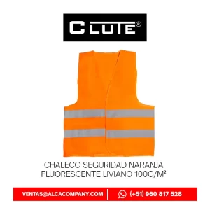 Chaleco Seguridad Naranja fluorescente Liviano 100g/m² Clute