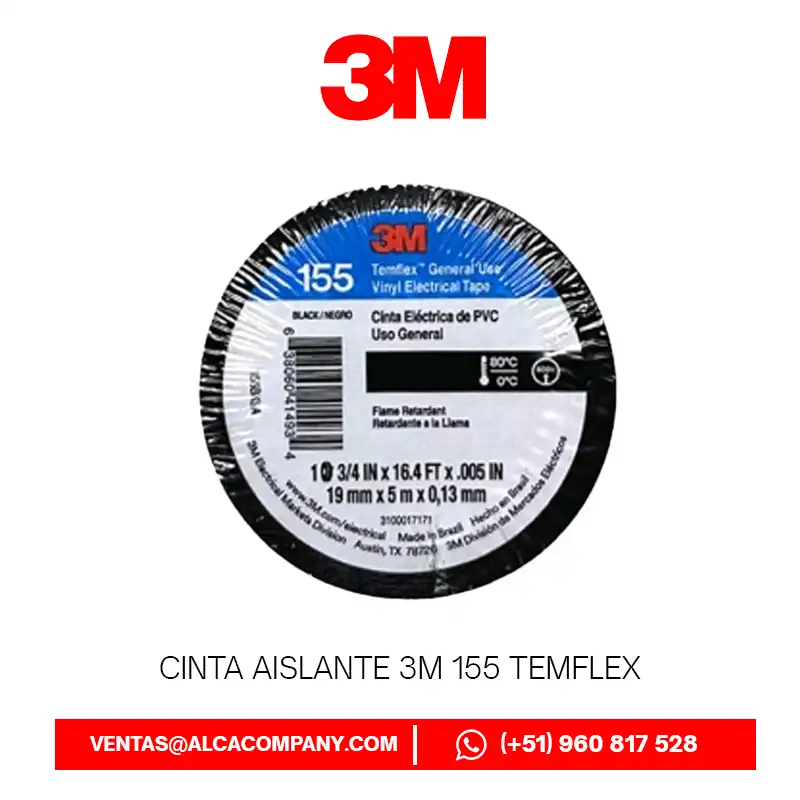 Cinta aislante 3M Temflex 155: PVC alta elongación 600V, adhesivo ...