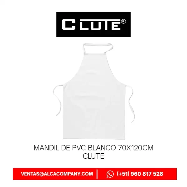 Mandil de PVC Blanco 70x120cm Clute Mandil de PVC Blanco 70x120cm Clute
